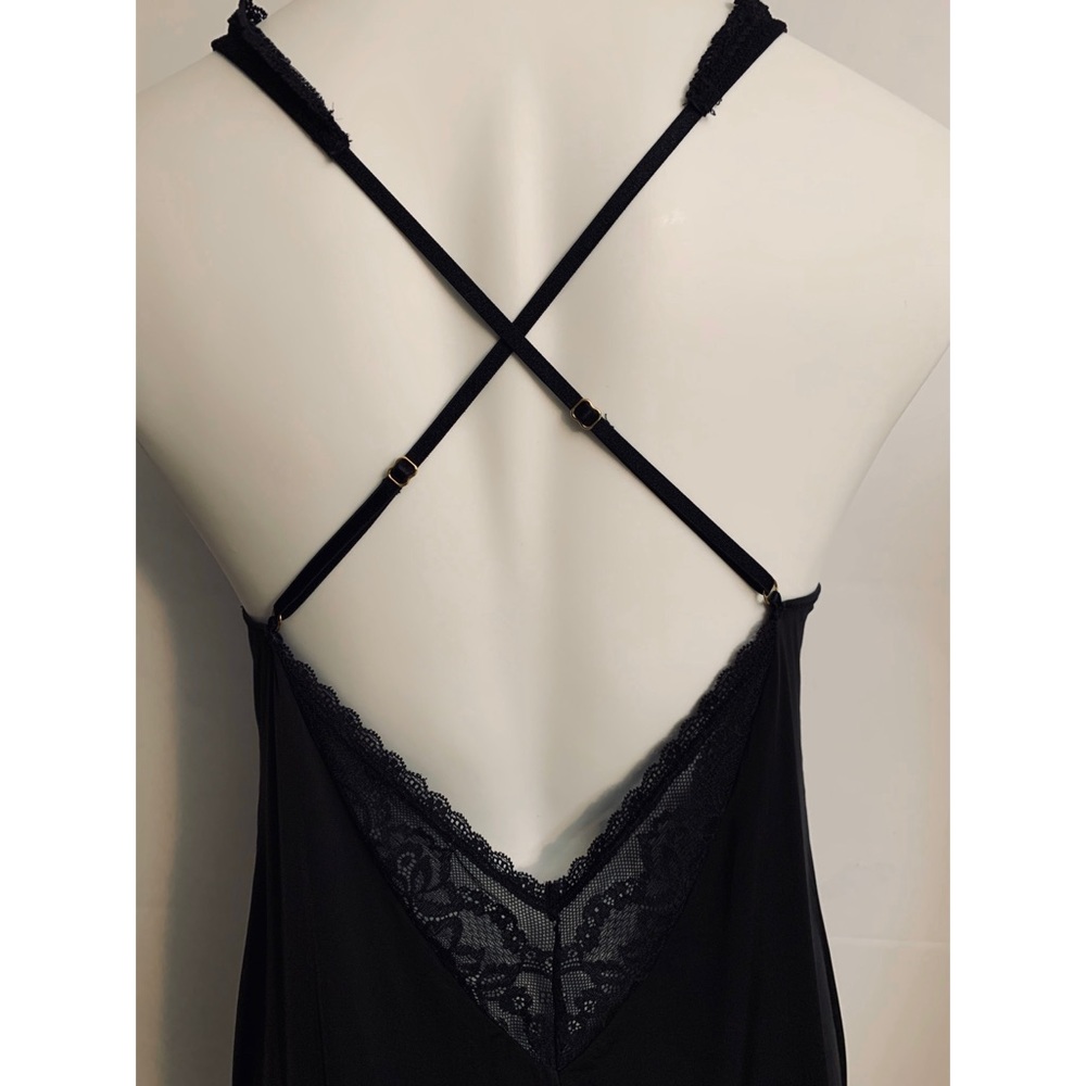 Victoria Secret Lace Panel Slip Black Chemise - Picture 3 of 7